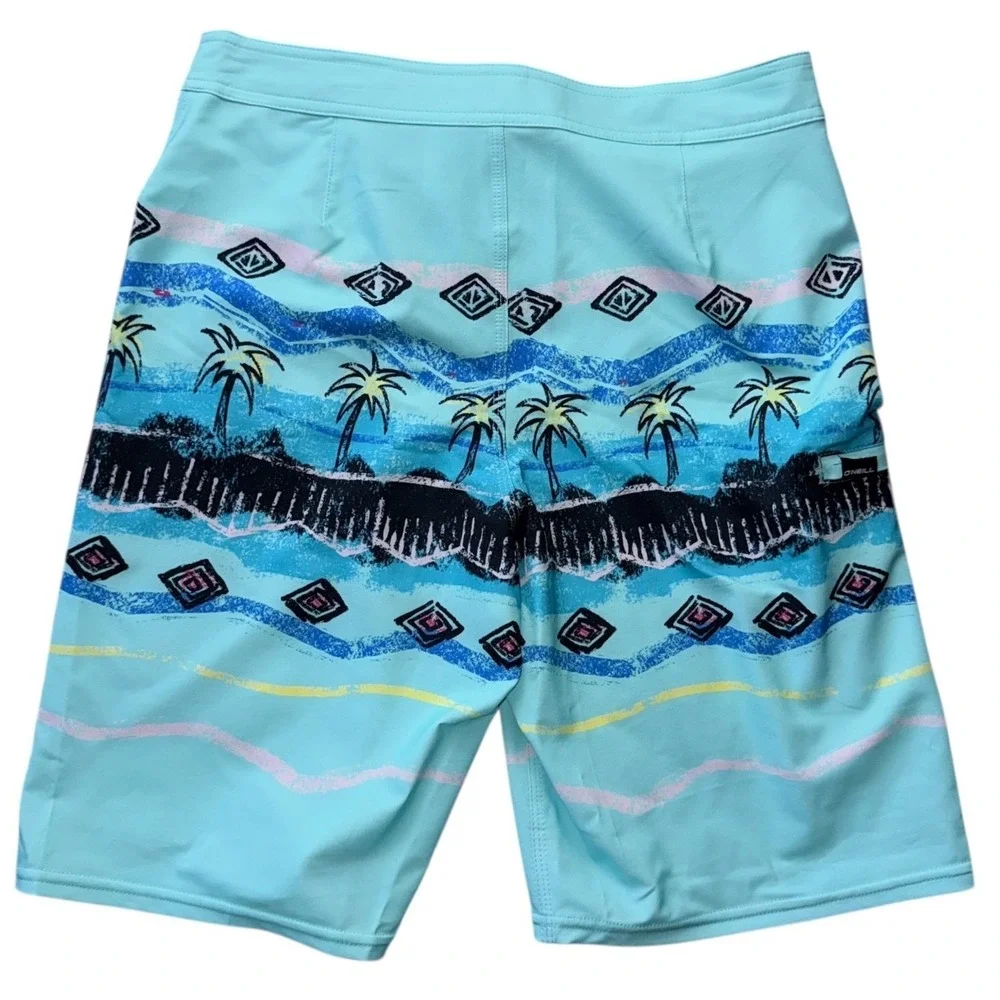 O'Neill Hyperfreak Boys 30 Stretch Blue Aztec‎ Board Shorts NWT
